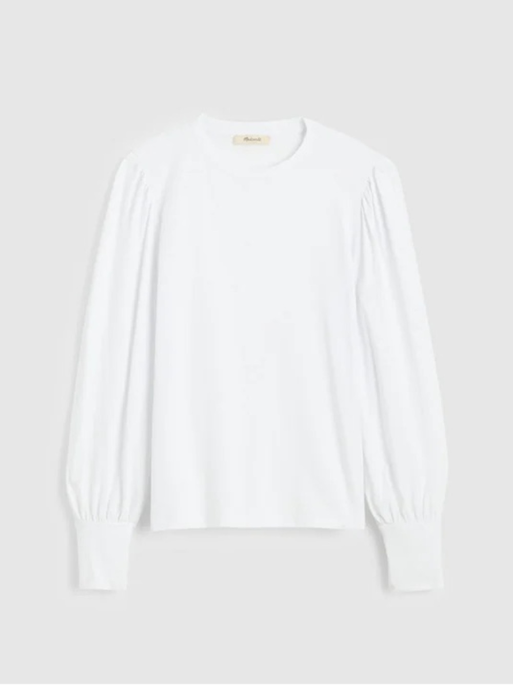 Madewell White Puff Sleeve Long Sleeve Tee 100% Cotton Size Medium - Picture 3 of 8